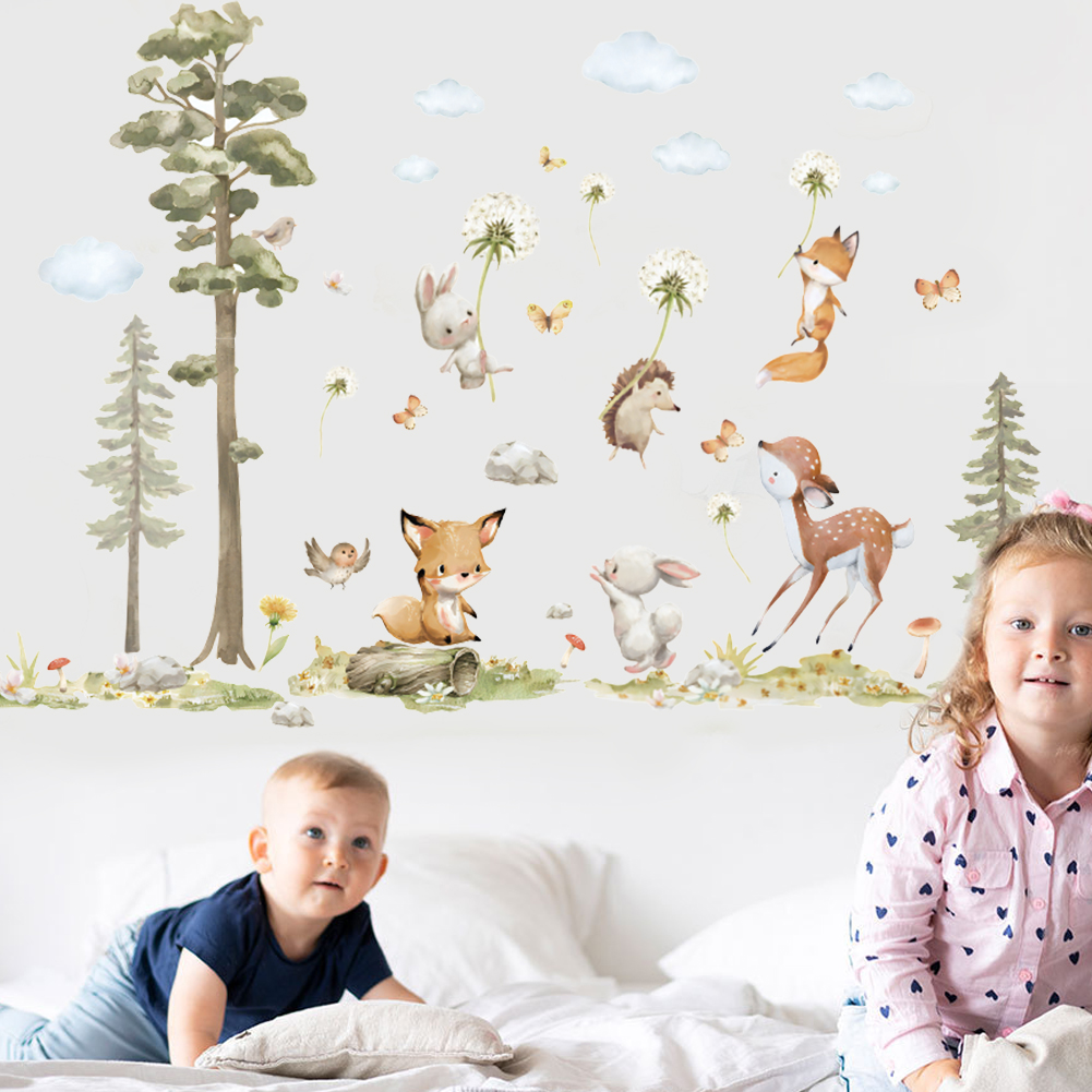 Cute Forest Animals Wall Stick - Baby Nursery Tree 评论和价格