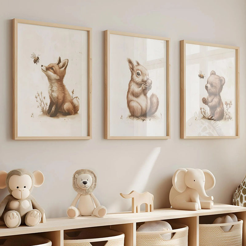 Bear Rabbit Fox Deer Squirrel  - Baby Nursery Kids 评论和价格