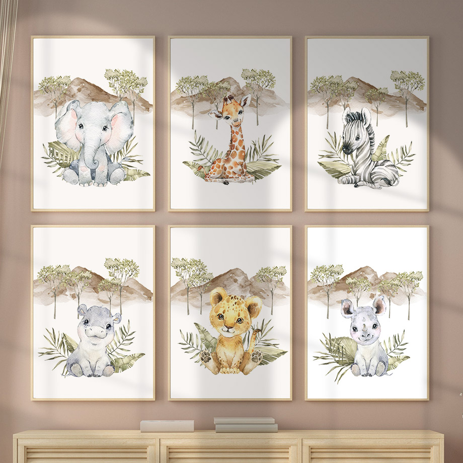 Giraffe Zebra Elephant Lion Hi - Baby Nursery Tree 评论和价格