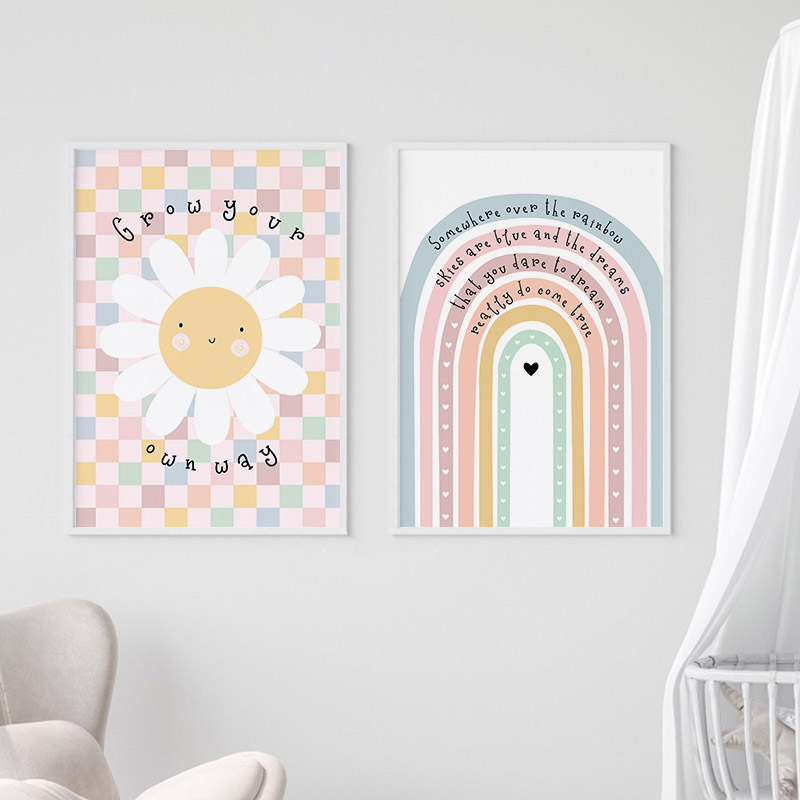 Sun Flower Rainbow Cloud Heart - Baby Nursery Kids 评论和价格