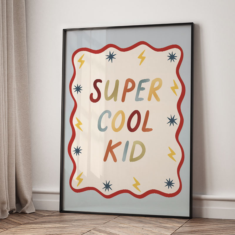 Funny Cartoon Super Cool Kid N - Baby Nursery Kids 评论和价格